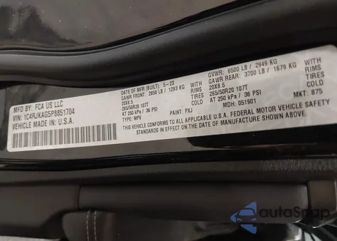 2023 Jeep Grand Cherokee L Altitude 4X4 from USA, damaged, VIN 1C4RJKAG5P8851704